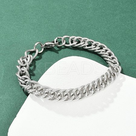 304 Stainless Steel Curb Chain Bracelets for Women Men BJEW-Z143-03P-1
