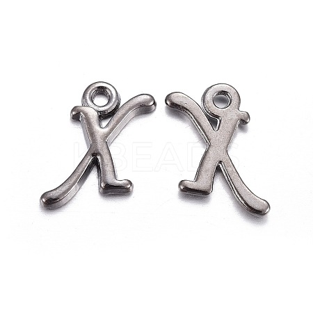 Gunmetal Plated Alloy Letter Pendants LS-PALLOY-J718-01B-X-1