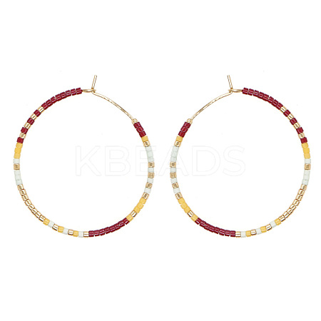 Handmade Glass Seed Beads Hoop Earrings LS-HQ0649-1-1
