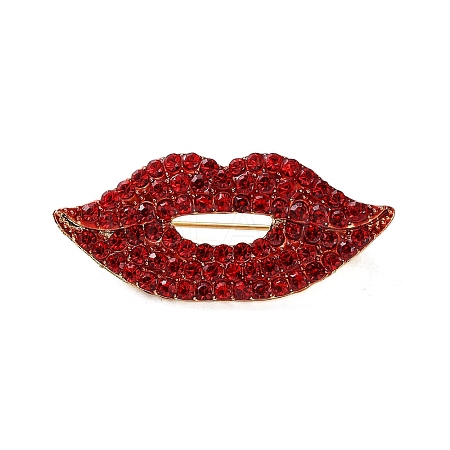 Red Lip Rhinestone Brooch JEWB-G040-06G-1
