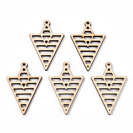 Undyed Natural Poplar Wood Pendants WOOD-TAC0002-55-1
