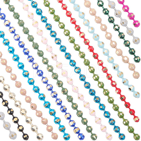 32 Yards 16 Colors Spray Painted Brass Faceted Ball Chains CHC-SP0001-04-1