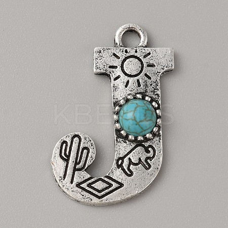 Alloy with Resin Imitation Synthetic Turquoise Pendants FIND-TAC0017-37J-1