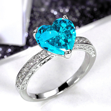 Brass Micro Pave Cubic Zirconia Finger Rings for Women FS-WGC99AF-20-1