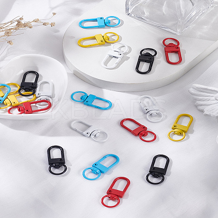 20Pcs 5 Colors Spray Painted Eco-Friendly Alloy Swivel Snap Hook Clasps FIND-LP0002-84-1