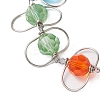 Copper Wire Wrapped Colorful Faceted Glass Round Bead Link Bracelets for Women BJEW-JB10320-3