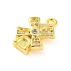 Brass Pave Clear Cubic Zirconia Charms KK-Z051-01G-02-2