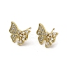 Brass Clear Cubic Zirconia Butterfly Stud Earrings EJEW-L261-029C-G-4