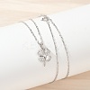 925 Sterling Silver Pave Clear Cubic Zirconia Clover Pendant Necklaces for Women NJEW-G168-01P-3