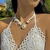 Alloy & Natural Shell Pendant Necklaces for Women FS-WG73E93-04-1