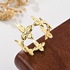 Flower Brass Cuff Rings for Women RJEW-B119-07G-2