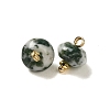 Natural Tree Agate Rondelle Charms with Rack Plating Brass Loops G-G110-05B-12-2
