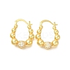 Rack Plating Round Ball Brass Micro Pave Clear Cubic Zirconia Hoop Earrings EJEW-I310-20G-1