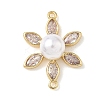 Brass Pave Cubic Zirconia Connector Charms KK-P342-04G-1