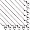 12Pcs Classic Plain 304 Stainless Steel Round Snake Chain Necklaces Set NJEW-SC0001-18-1