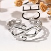 Infinity 304 Stainless Steel Open Cuff Rings for Women RJEW-M046-04P-4