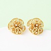 Flower Brass Micro Pave Clear Cubic Zirconia Stud Earrings EJEW-D346-01G-2