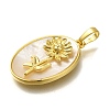Brass Pave Shell Birth Flower Pendants FIND-I040-04K-2