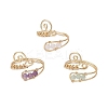 3Pcs Natural Amethyst & Green Aventurine & Rose Quartz Finger Rings RJEW-JR00838-2