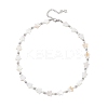 2Pcs 2 Styles Natural White Shell & Brass Moon Star Beaded Necklaces NJEW-JN05854-5
