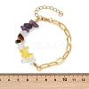 Nature Amethyst & Quartz Crystal & Yellow Quartz & Tiger Eye Chip Link Bracelets LS-BJEW-V003-02G-3