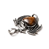 Natural Tiger Eye Heart Pendants KK-K331-01AS-02-4
