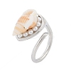Shell Open Cuff Ring for Women RJEW-Z047-01P-04-2