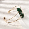 Brass Wire Wrapped Synthetic Malachite Hexagon Point Cuff Bangles for Women BJEW-L719-01G-06-1-3
