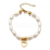 304 Stainless Steel Heart Charm Bracelets for Women BJEW-C098-09G-4