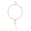 Brass Oval Link Lariat Necklaces for Women NJEW-JN05637-4