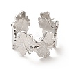 304 Stainless Steel Leaf Wrap Open Cuff Ring for Women RJEW-F131-13P-2