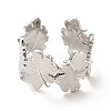 Non-Tarnish 304 Stainless Steel Leaf Wrap Open Cuff Ring for Women RJEW-F131-13P-2