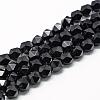 Natural Dyed & Heated Black Onyx Beads Strands G-R448-8mm-10-1