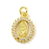 Virgin Mary Theme Rack Plating Brass Micro Pave Cubic Zirconia Pendants KK-C074-28G-01-1