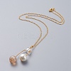Eco-Friendly Glass Pearl & Glass Beads Pendant Necklaces NJEW-JN02622-2