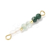 Faceted Round Natural Quartz Crystal & Green Aventurinee & Malachite Beaded Connector Charms PALLOY-JF03530-06-3