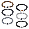 3 Sets 3 Style Natural & Synthetic Mixed Gemstone & Glass Round Beaded Stretch Bracelet Sets BJEW-FI0001-39-1