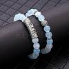 2Pcs 2 Style Natural Aquamarine Stretch Bracelets Set BJEW-SW00094-5