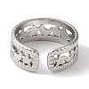 304 Stainless Steel Open Cuff Ring for Women RJEW-F166-13P-01-3