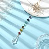 Natural & Synthetic Mixed Stone Bead & Brass Ring Pendant Decorations HJEW-TA00099-2