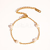 Simple and Elegant 304 Stainless Steel & Natural Freshwater Pearl Link Chain Bracelets & Necklaces Set for Women FO7311-1-5