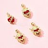 4Pcs 4 Styles Brass & Glass Pendants KK-FS0001-83-7