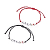 2Pcs 2 Color Heart with Word 2024 Acrylic Braided Bead Bracelets Set BJEW-JB09780-1