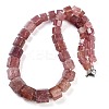 Natural Strawberry Quartz Hexagon Prism Graduated Beaded Necklaces for Women Men NJEW-K388-03U-1