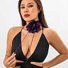 Retro Cloth Rose Flower Waxed Cord Wrap Choker Necklaces for Women WG01AE5-06-1