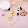 6Pcs 6 Colors Schima Wood & Cotton Cord Keychain KEYC-KS0001-03-7