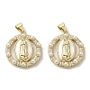 Brass Pave Shell Pendants KK-I708-16H-G-1