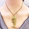 304 Stainless Steel Fish Bone Shaped Pendant Box Chain Necklaces for Women NJEW-L467-01G-1