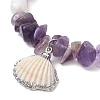 3Pcs 3 Style Natural Shell Charm Bracelets Set BJEW-TA00396-3