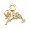 Brass Micro Pave Clear Cubic Zirconia European Dangle Charms KK-D431-033G-G-1